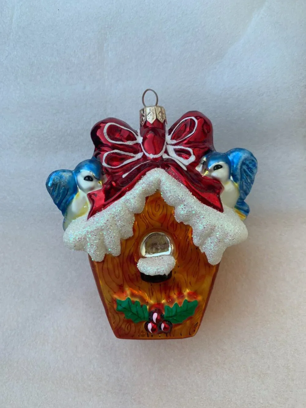 VINTAGE CHRISTOPHER RADKO CHRISTMAS TREE GLASS ORNAMENT Holiday Tweets Birdhouse